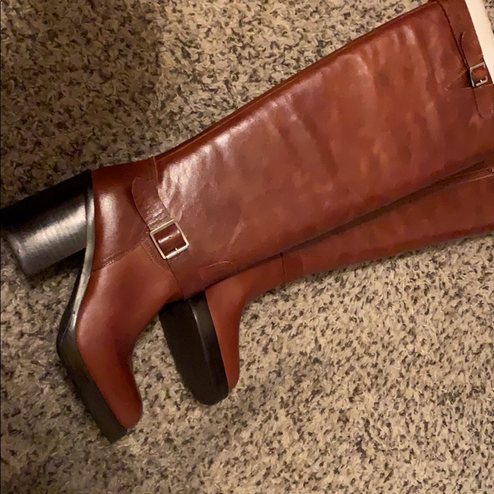 Brown leather Knee high riding boots